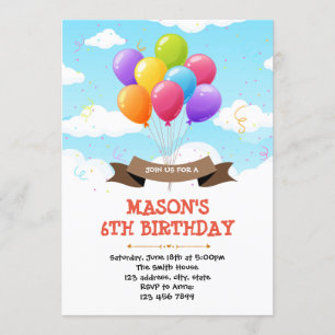 Jolie invitation à la fête d'anniversaire en ballo