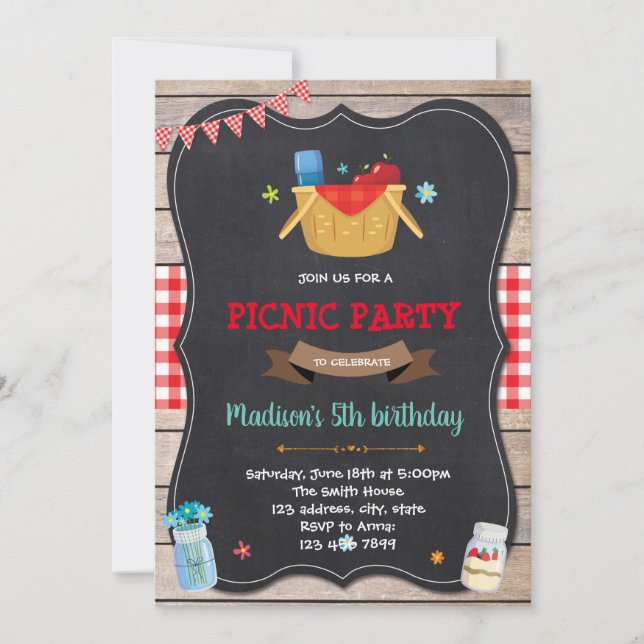 Jolie invitation à la fête de pique-nique (Devant)
