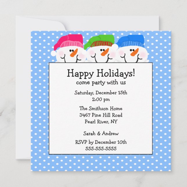 Jolie invitation à la fête des Snowmen (Devant)