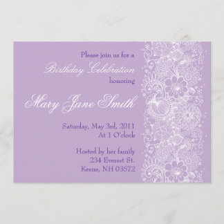 Jolie invitation à l'anniversaire de Lavender