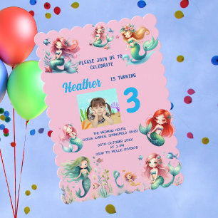 Jolie Invitation Anniversaire Photo de Sirène Magi