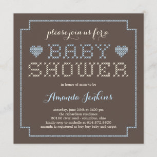 Jolie invitation au Baby shower croisé - Bleu