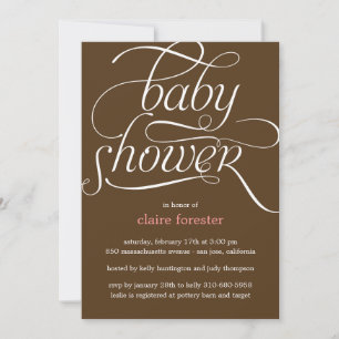 Jolie invitation au Baby shower de script (rose)