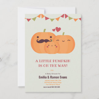 Jolie invitation citrouille baby shower automne