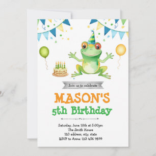 Jolie invitation d'anniversaire à la grenouille