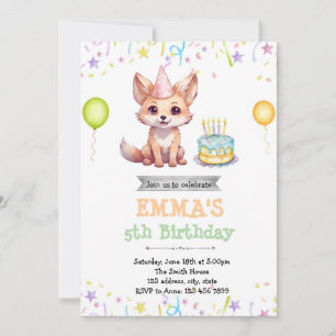 Jolie invitation d'anniversaire de renard