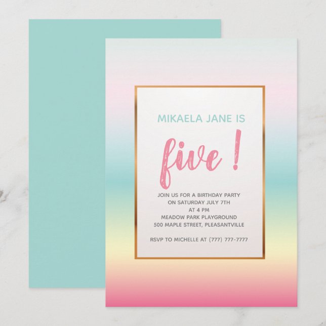 Jolie Invitation d'anniversaire des filles Ombre (Devant / Derrière)