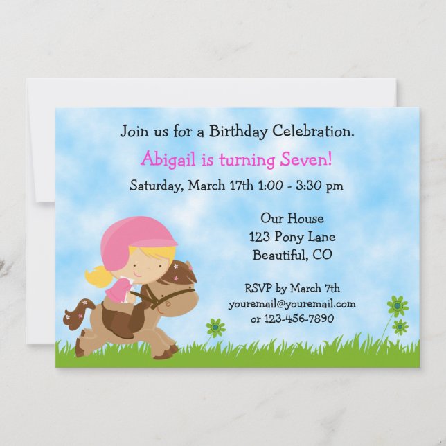 Jolie invitation d'anniversaire pour les filles (Devant)