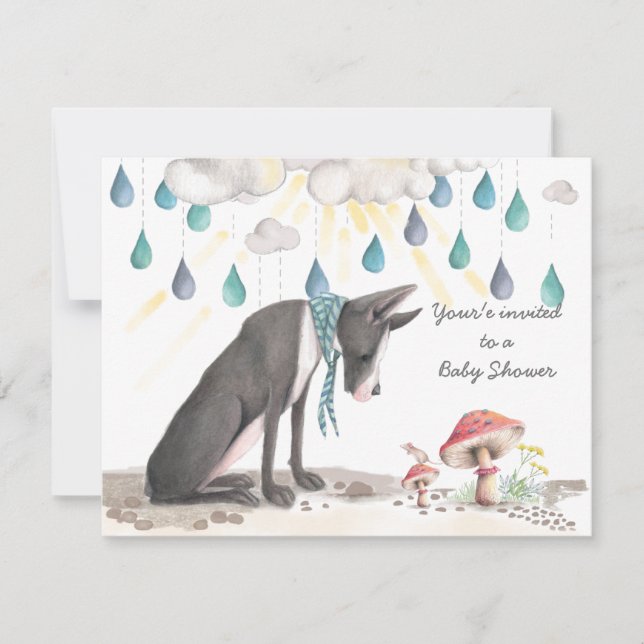 Jolie invitation de baby shower de la souris et de (Devant)