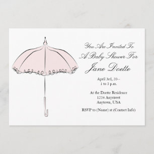 Jolie Invitation De Douche De Parasol Rose