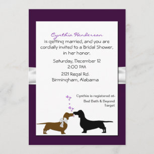 Jolie invitation de Fête de la mariée de teckels