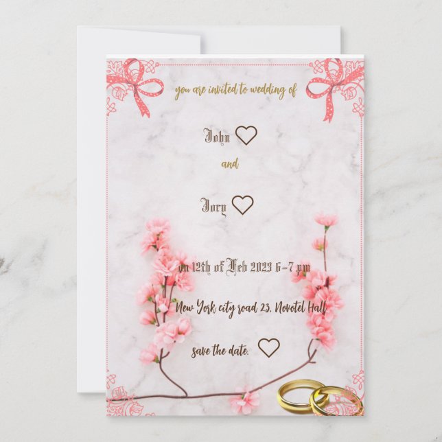 jolie invitation de mariage  (Devant)