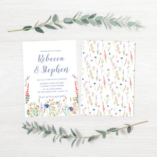 Jolie invitation de mariage à fleur sauvage aquare