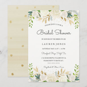 Jolie invitation de mariage floral avec blush doré