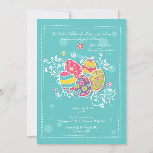 Jolie invitation d'oeufs de pâques (Devant)