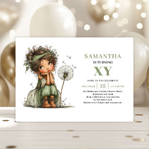 Jolie Invitation Fleurie de Sage pour les 5 Ans de