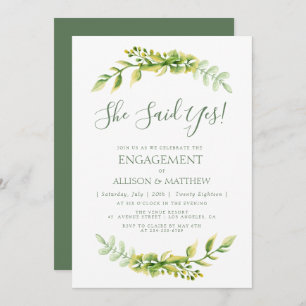 Jolie invitation pour une soirée d'engagement vert