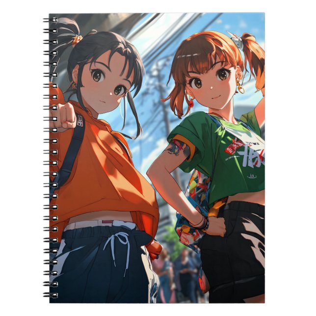 Jolie japonaise Anime fille Carnet spirale (Devant)