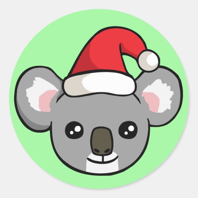 Jolie Koala de Noël à Santa Hat Dessin Stickers (Devant)