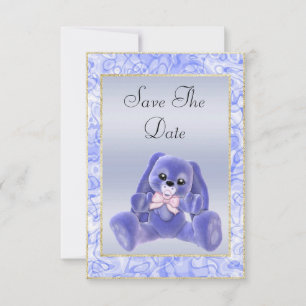 Jolie Lapin Bleu Save The Date Baby Shower