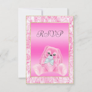 Jolie Lapin Rose Invitation pour une Baby Shower