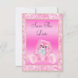 Jolie Lapin Rose Invitation Prénatale