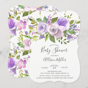 Jolie Lavender Floral Baby shower Invitation