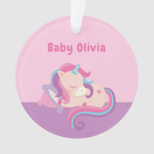 Jolie licorne endormie bébé fille personnalisée