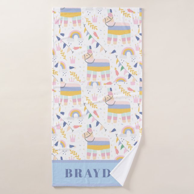 Jolie Llama Arc-en-ciel serviette pour enfants cou (Serviette de bain)