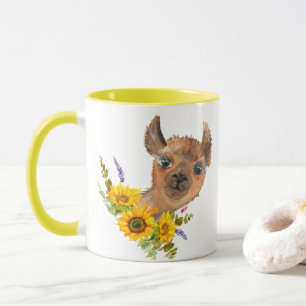 Jolie Llama d'Alpaca avec des tournesols Mug