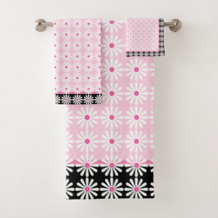 Jolie marguerite blanche sur chic rose et noir fra