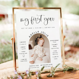 JOLIE Minimaler Spaß Bogen Foto Erster Jahresmeile Poster