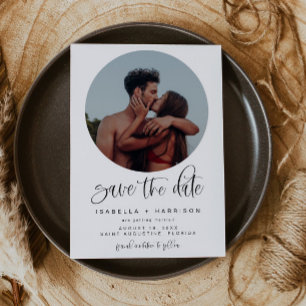 JOLIE Minimalist Boho Runde Foto-Speicherthema Einladung