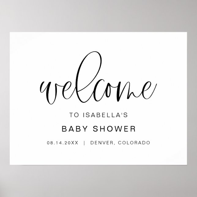 JOLIE Minimalistisch Boho Babydusche Willkommen Poster (Vorne)