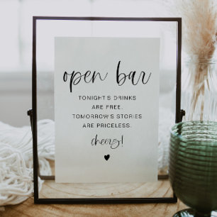 JOLIE Minimalistisch Boho Funny Open Bar Sign Einladung