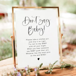 JOLIE Minimalistisch Don't Say Baby Shower Game Si Poster