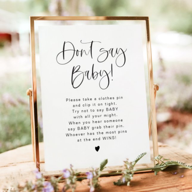 JOLIE Minimalistisch Don't Say Baby Shower Game Si Poster (Von Creator hochgeladen)
