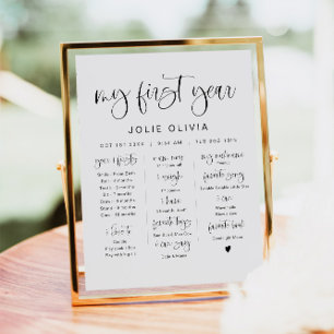 JOLIE Modern Minimalistisch Boho Erstes Jahr Meile Poster