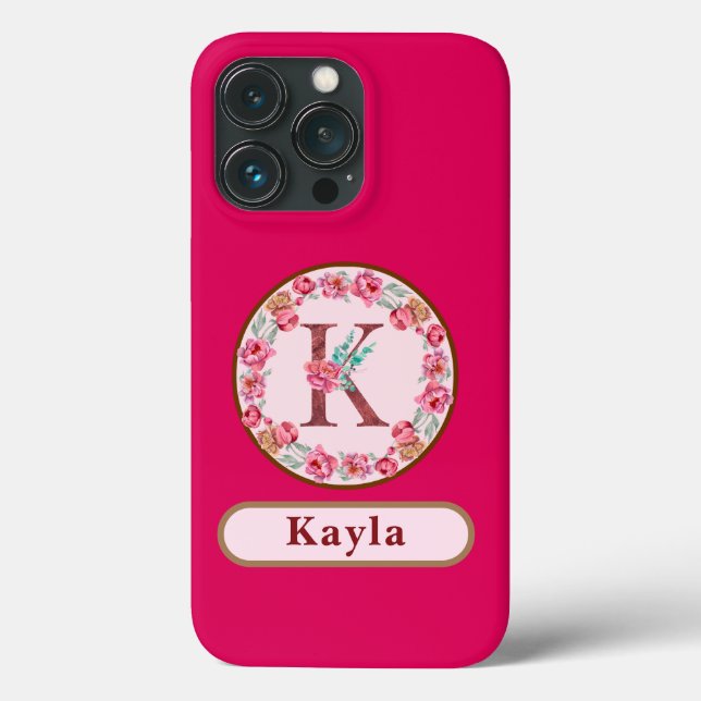 Jolie Monogram K Floral Coque-Mate coque iphone (Verso)