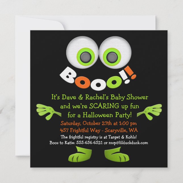 Jolie Monster Baby Shower Invitations (Devant)