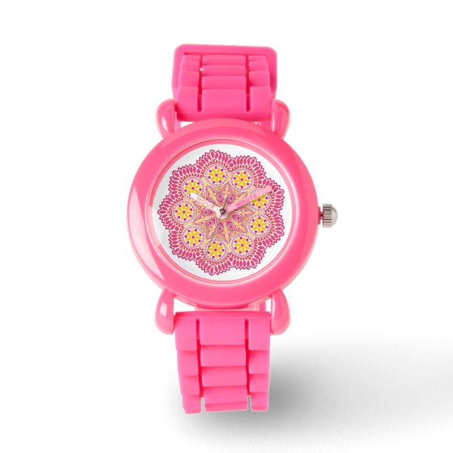 Jolie montre Mandela rose et jaune (Recto)