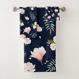 Jolie motif de fleurs féminine pour son bleu marin