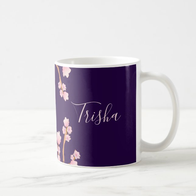 Jolie Mug De Café Floral Violet (Droite)