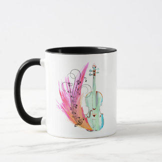 Jolie Mug de violon aquarelle