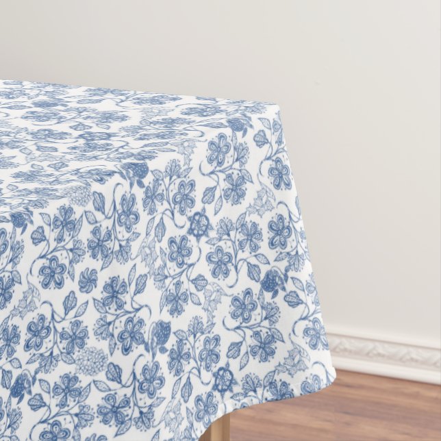 Jolie nappe ethnique d'impression florale de bleu (In Situ)