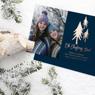 Jolie Noël Arbres Photo Foil Carte de vacances