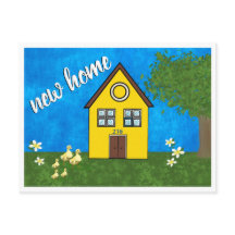 Jolie nouvelle maison Maison Jaune Faire-part de d
