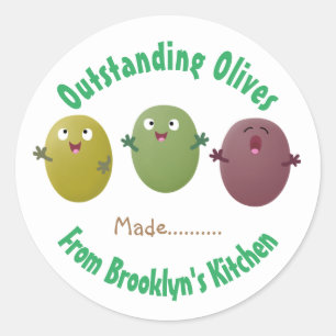 Jolie olives heureux préserve cornichon étiquette