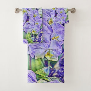 Jolie orchidée jaune violet fleurs aquarelle
