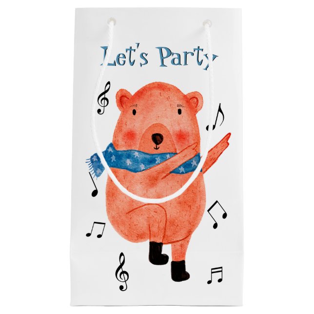 Jolie ours de danse Faisons la fête Sac cadeau (Devant)